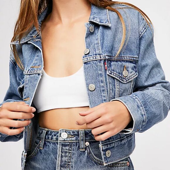 Levis Type 1 Iconic Trucker Dad Jacket Vintage Cropped Denim Western Small - Picture 1 of 8